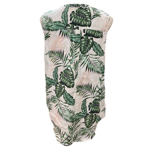 C&C California Sleeveless Linen Top Size Medium Hawaiian Print White/green/pink - Picture 4 of 9